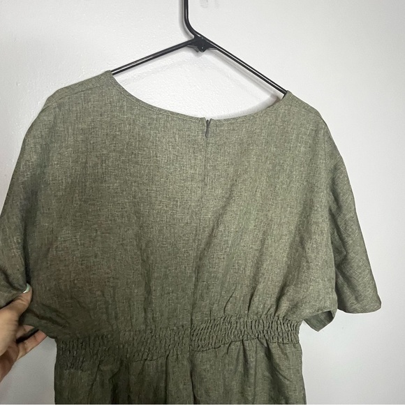 Bloom Chic Jumpsuit Short Dolan Sleeve V Neck Women 10 Green Wide Leg Smocked - Picture 10 of 12